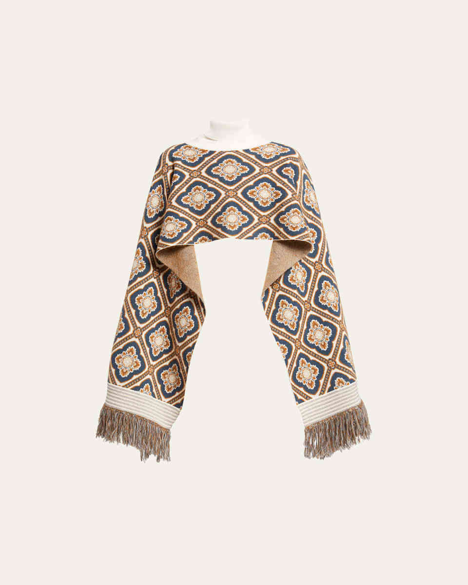 Cropped Mohair-Wool Poncho